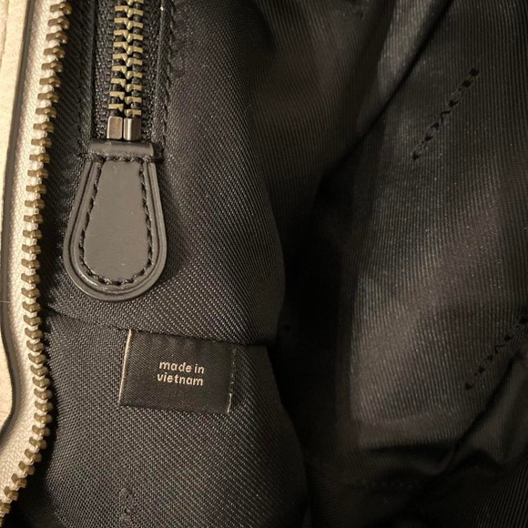 Coach Studded Satchel Bag Black White Tan Leather Hardware Logo Detail - Picture 8 of 9